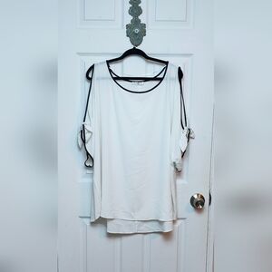 Spense High-low White/Black Cold Should Tie Blouse 3X